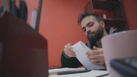 Millennial Man Working in His Office Stock Footage 199669651