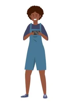 Millennial person using smartphone イラスト素材