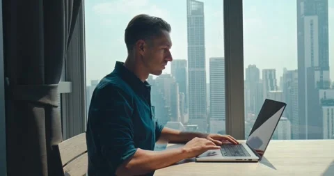 Millennial programmer delves into world of coding comfort home office. Home Stock Footage 312512402