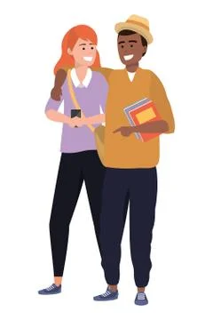 Millennial student couple smiling Illustrazione stock