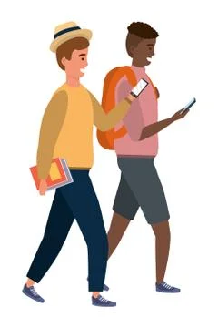 Millennial student couple smiling イラスト素材