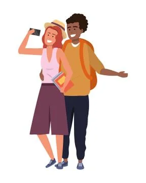 Millennial student couple smiling Illustrazione stock