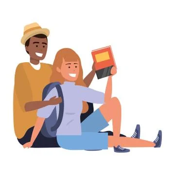Millennial student couple smiling イラスト素材