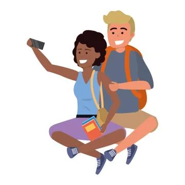 Millennial student couple smiling Illustrazione stock