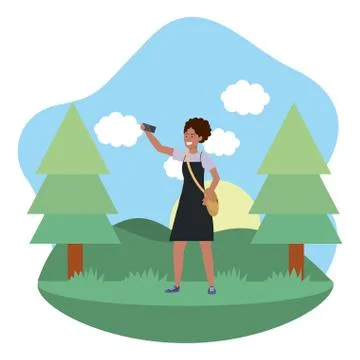 Millennial student outdoors using smartphone background frame イラスト素材