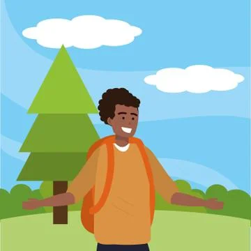 Millennial student posing and smiling background Stock Illustration