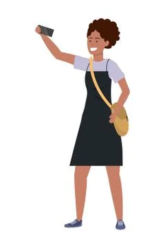 Millennial student using smartphone isolated イラスト素材