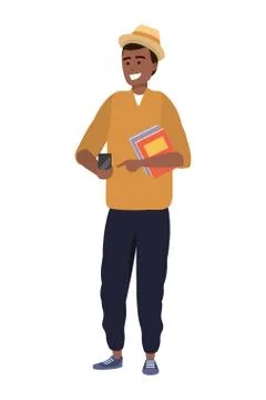 Millennial student using smartphone isolated イラスト素材
