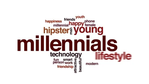 Millennials animated word cloud, text design animation. Stock Footage 71942305