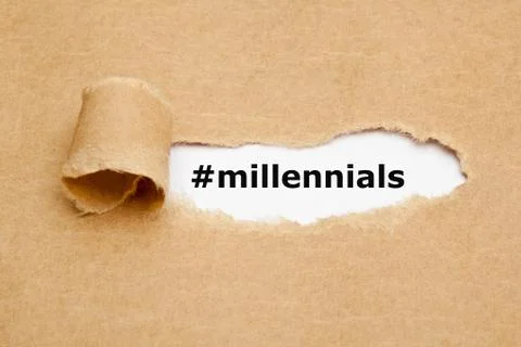 Millennials Torn Paper Concept Stock-Fotos