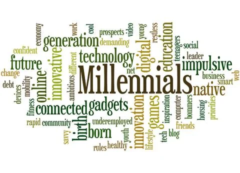 Millennials, word cloud concept Stock Illustration