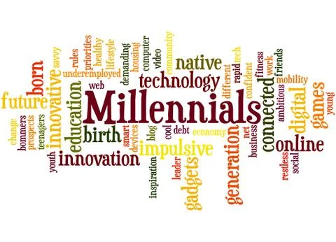 Millennials, word cloud concept Stock Illustration