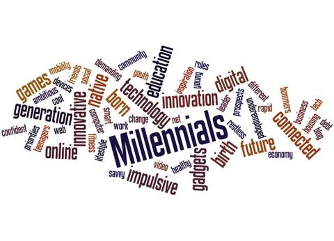 Millennials, word cloud concept Stock Illustration
