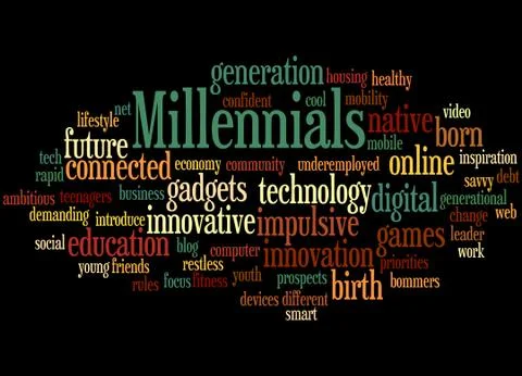 Millennials, word cloud concept Stock Illustration