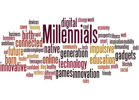 Millennials, word cloud concept Stock Illustration