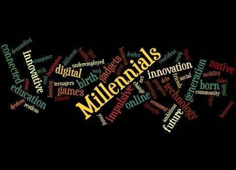 Millennials, word cloud concept Stock Illustration