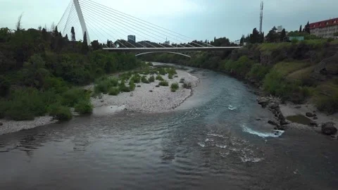 Millennium Automobile Bridge on the Moraca River in Podgorica, Montenegro Stock Footage 133650183