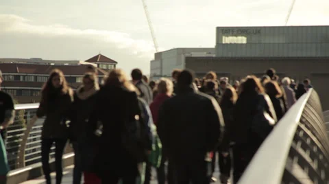 Millennium Bridge Crowds 1 Anonymous Stock Footage 32507948