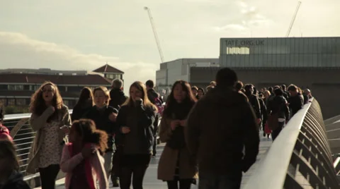 MIllennium Bridge Crowds 2 Stock Footage 32507687