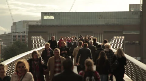 Millennium Bridge Crowds 3 Stock Footage 32507487