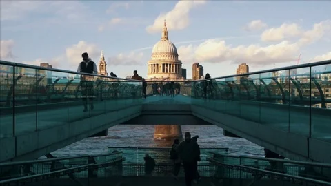 Millennium Bridge in London Stock Footage 125089907