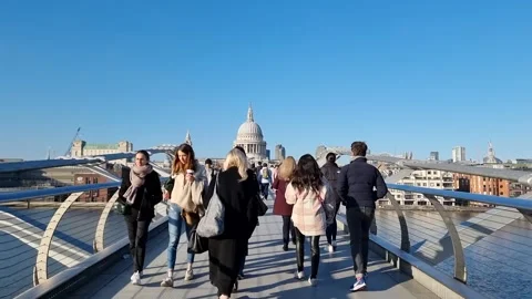 Millennium Bridge in London in movement Stock Footage 149441695