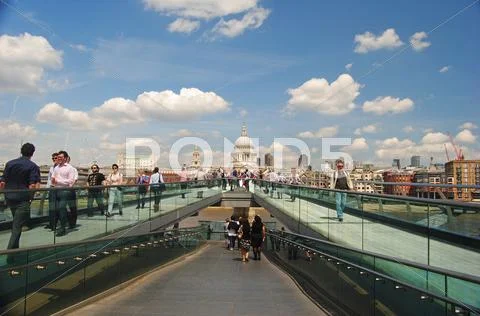Millennium Bridge in London. Stock Photos