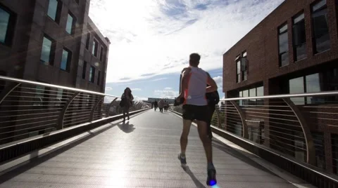 Millennium Bridge moving time lapse with Tate Modern  London Stock-Footage 68436306
