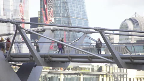 Millennium Bridge People Walking Video stock 147086304