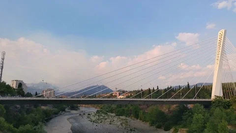Millennium bridge , Podgorica Stock Footage 84327980