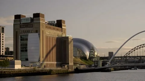 Millennium Bridge, Sage Centre and Baltic Mill Stock Footage 224062986
