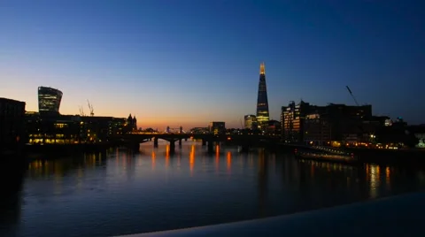 Millennium Bridge Sunrise with the Shard Stock Footage