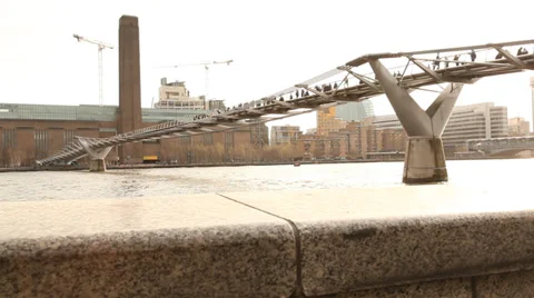 Millennium Bridge - Tate Modern Stock Footage 37721726