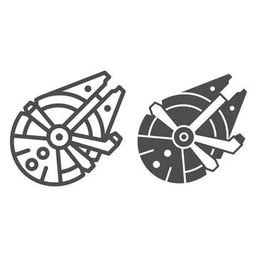 Millennium Falcon light freighter line and solid icon, star wars concept Stock Illustration