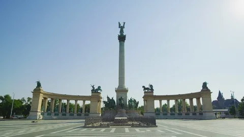 Millennium Monument in Heroes' Square Stock Footage 99797261