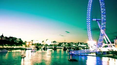 Millennium Wheel at dusk timelapse Stock Footage 8658194
