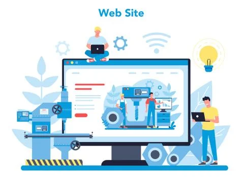 Miller and milling website. Engineer drilling metal with milling Stock Illustration
