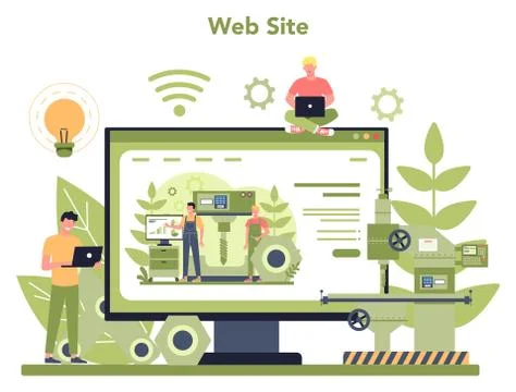 Miller and milling website. Engineer drilling metal with milling Stock Illustration