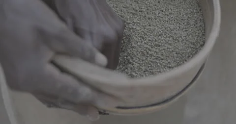 Millet flour processing in sifter in Mali, West Africa - LOG Stock Footage 253657682