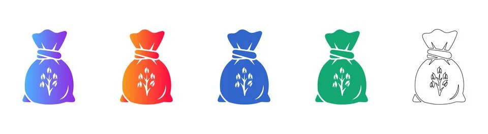 Millet Sack Icon Set in Gradient Style Stock Illustration