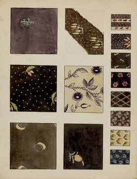 Millia Davenport, Textiles from Patchwork Quilt, c 1936 Textiles from Patc... 스톡 사진