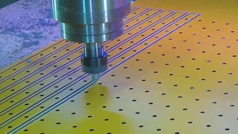 Milling cnc cuts the plastic panel hpl. The cnc spindle with the plastic cutter Stock Footage 76450402