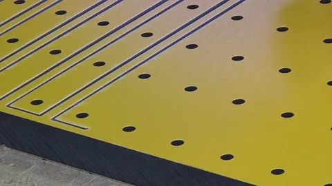 Milling cnc cuts the plastic panel hpl. The spindle of the automatic router Stock Footage 76450485