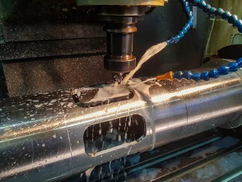 Milling Cnc Machine Tool With Mill for metal and plastic processing 스톡 사진