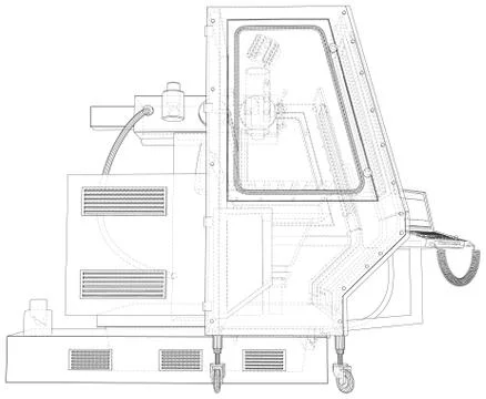 Milling CNC machine. Vector Wire-frame isolated on background. Vector rendering Stock-Illustration