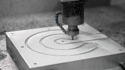 Milling cnc machining. Cutting tool processing metal detail on milling machine Stock Footage 167883625