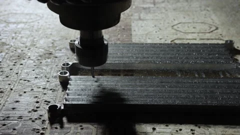 Milling cnc machining. Cutting tool processing metal detail on milling machine Stock Footage 170994697