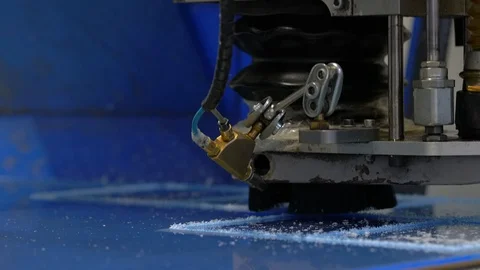 Milling cutter cuts plastic part on robotized production line Stock Footage 119398450