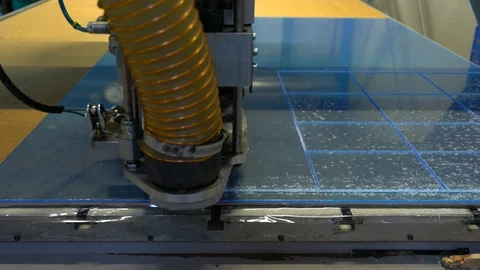 Milling cutter cuts plastic part on robotized production line Stock Footage 119398480