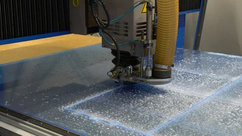 Milling cutter cuts plastic part on robotized production line Stock Footage 119398570